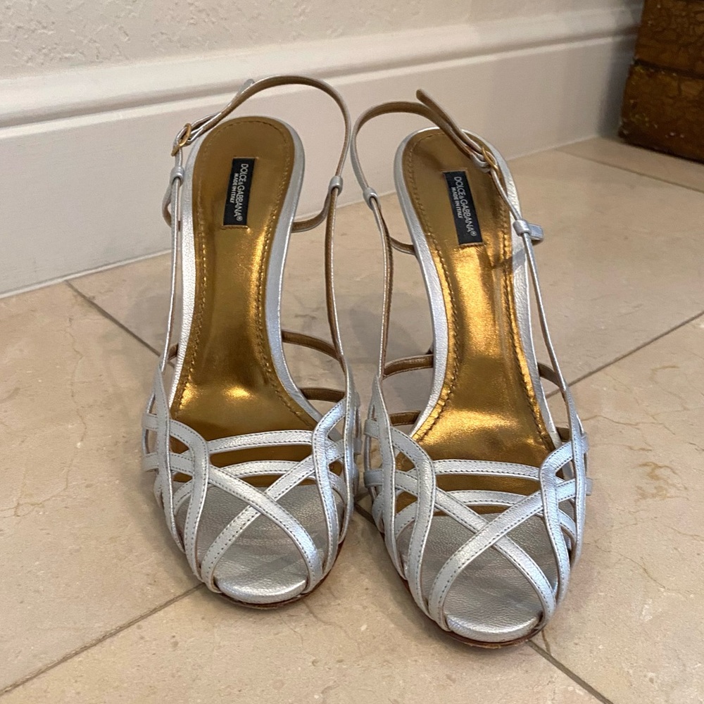 Dolce & Gabbana Silver and Gold Strappy Sandals